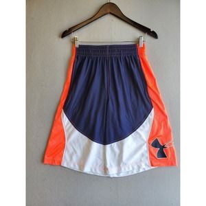 Under Armour Shorts Adult Small Blue Orange White Basketball Pockets Gym Mens